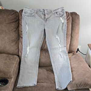 Vigoss Light Gray Distressed Straight Leg Jeans